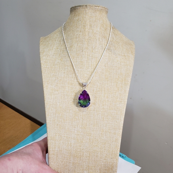 Tourmaline gemstone, 925 silver necklace - Picture 8 of 11